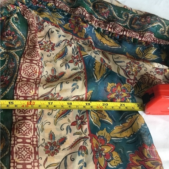 DEMOCRACY RUFFLE  FLORAL  LONG SLEEVES BOHO CHI BLOUSE SIZE LARGE - Picture 9 of 10